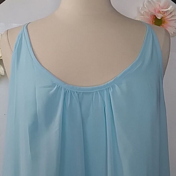 Nightie 50s Style Chiffon Sheer Baby Blue with Lining Spaghetti Straps size XL - Picture 2 of 9